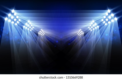 Bright stadium arena lights blue vector design. Vector illumination