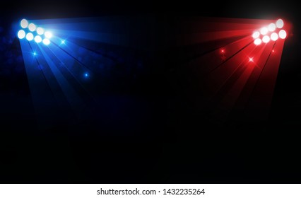 Bright stadium arena lights blue vector design. Vector illumination