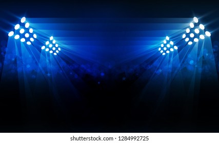 Bright stadium arena lights red blue vector design. Vector illumination