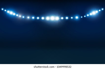 Bright stadium arena lights vector design. Vector illumination