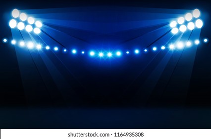 Bright stadium arena lights vector design. Vector illumination