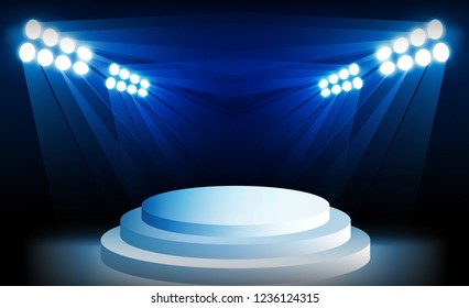 3d Stage Podium Blue Spotlight Floor Stock Vector (Royalty Free) 1283769178