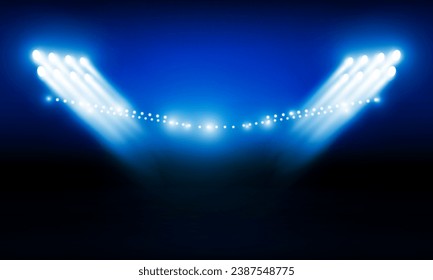 Bright stadium arena lights vector design.