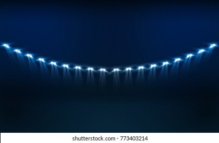 Bright stadium arena lights vector design. Vector illumination