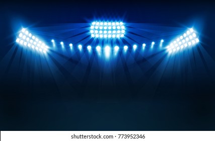 Bright stadium arena lights vector design. Vector illumination