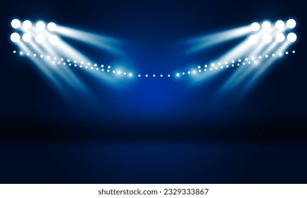 Diseño vectorial de luces de estadio luminosas.