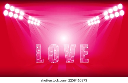 Bright stadium love light for font and Happy Valentine's day background, vector design