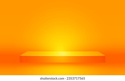 Bright stadium neon lights orange abstract room with square glowing neon lamp lighting Stage for showcase. vector design.