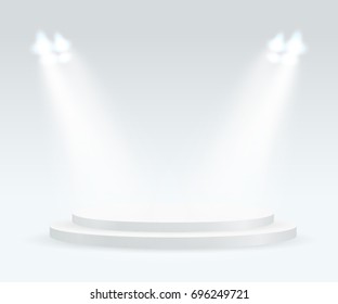 Bright stage with spot lights. Template for a content