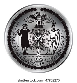Bright stamp with the symbol of the city of New York.