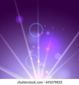 Bright star background.  Rays and light spots. Abstract background, vector