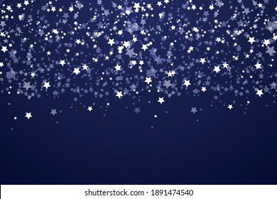 A bright star in the blue dark night sky. Starry nights with bright, shiny stars, dots, dots. Universe, space, space. Background, banner, card, background vector illustration.