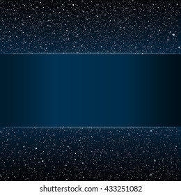Bright star in blue dark night sky. Starry nights with bright, shinny stars, dots, points. Universe, cosmos, outer space. Background, banner, wallpaperm card, backdrop vector illustration.