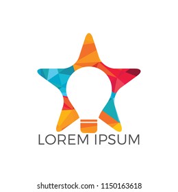Bright Star Bulb Technology logo design. Idea bulb with star vector icon design.