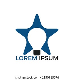Bright Star Bulb Technology logo design. Idea bulb with star vector icon design.