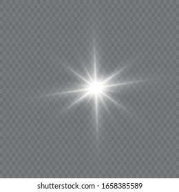 Bright Star. Star explodes on transparent background. Sparkling magic dust particles. 