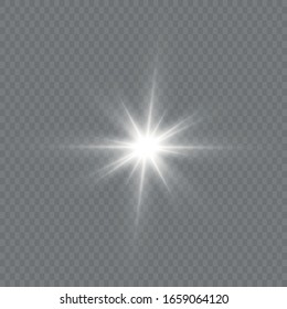 Bright Star. Star explodes on transparent background. Sparkling magic dust particles. 