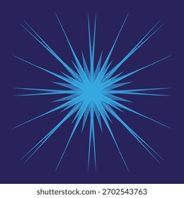 Bright star explosion. Dynamic radial rays. Blue light Vector flash. Abstract energy element.