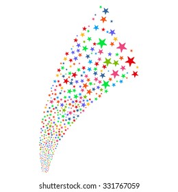 Bright Star Fireworks vector illustration. Style is multi-colored flat bright stars, white background.