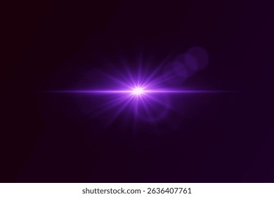 Bright star flash with glowing rays and lens effects. Magic light effect.