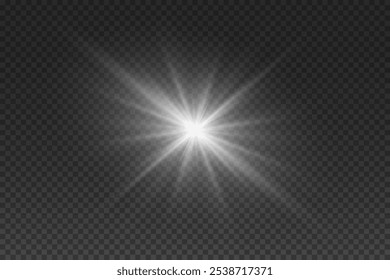 Bright star flash of light. On a transparent background.