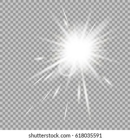 Bright star. Glare natural. Sun day. Vector illustration EPS 10.