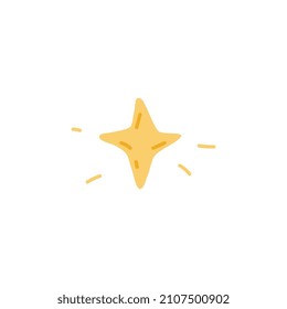 Bright star in hand drawn cartoon style, flat vector illustration isolated on white background. Night sky element for childish design.