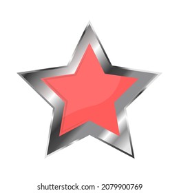 Helles Sternsymbol. Roter Stern, Vektorsymbol im flachen Stil. Silver Star Symbol. Vektorgrafik.