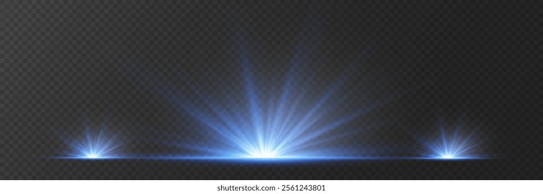 Bright star light effect. Flash and glare of the beam, luminous lines.