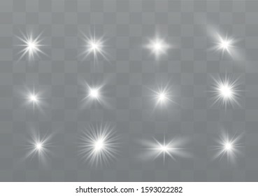 Bright Star. The light of a star. star glow on a transparent background explodes on a transparent background. White light. Sparkling magic dust particles. 