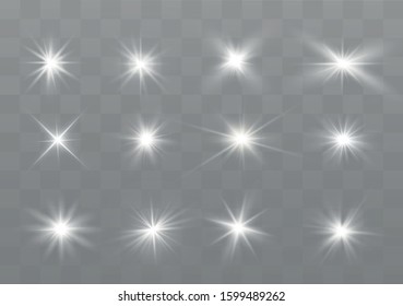 Bright Star. The light of a star. star glow on a transparent background explodes on a transparent background. White light. Sparkling magic dust particles. 