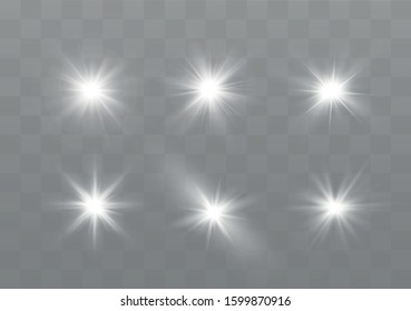 Bright Star. The light of a star. star glow on a transparent background explodes on a transparent background. White light. Sparkling magic dust particles. 