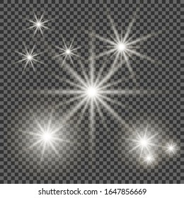  Estrella brillante. La luz de una estrella. el resplandor estrella sobre un fondo transparente explota sobre un fondo transparente. Luz blanca.