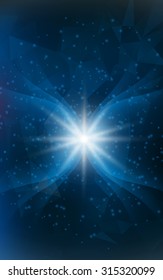 Bright star light vertical blue Christmas background double exposure for design