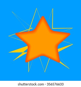 Bright star on blue background, vector design element.