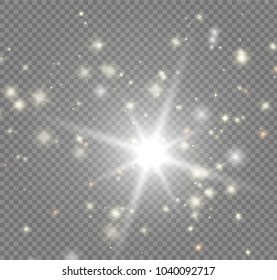 The bright star on transparent background. Vector Illustration 