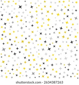 Bright Star Pattern Background. Yellow, Black, and Gray Stars on White. Abstract and Creative Art for Designs, Wallpapers, and More