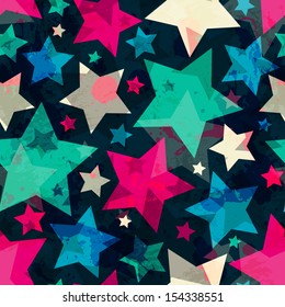 bright star seamless pattern with grunge effect