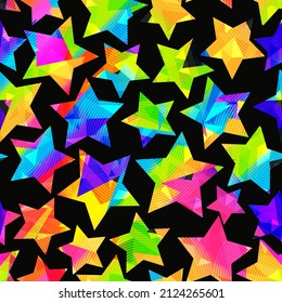 Bright star. Seamless vector texture.