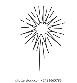 Bright star shine, starburst line icon. Thin black outline silhouette of firework explosion or fire burst, big bang of exploding star monochrome icon, sparkle display element vector illustration