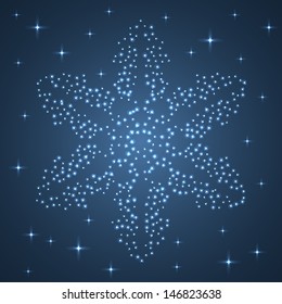 Bright Star Snowflake. Vector illustration.