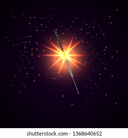 Bright star sparkler. Vector illustration.