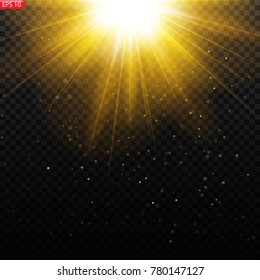 Bright star with sparkles, light