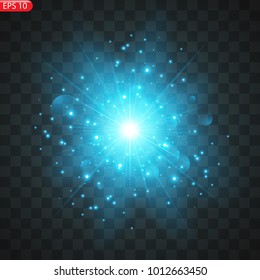 Bright star with sparkles, light effect