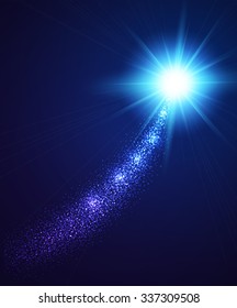 Bright Star with Trail. Vector illustration.