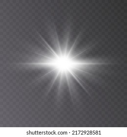 Bright Star. Transparent glossy gradient glitter, bright flash. PNG texture. Sun light effect.Vector