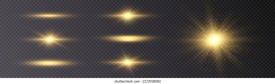 Bright Star. Transparent glossy gradient glitter, bright flash. PNG texture. Sun light effect.Vector