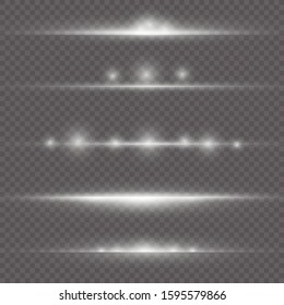 Bright Star. Transparent shining sun, bright flash. White glowing light explodes on a transparent background. Sparkling magical dust particles.  Vector sparkles. To center a bright flash.