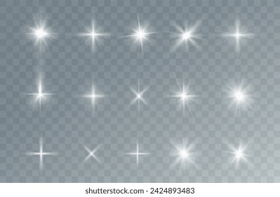 Bright Star. Transparent shining sun, bright flash. Vector sparkles. To center a bright flash. Transparent shining sun, bright flash.