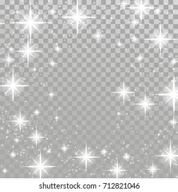Bright Star Twinkle Glow Shimmering Frame Layout Checkered Background. Silver Twinkling Sparkling Beautiful Abstract Overlay Light Effect Template Isolated. Vector Illustration